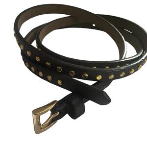 J Crew dark brown leather skinny  Belt with Gold Studs size medium newer no wear